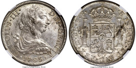 Charles III 8 Reales 1783 Mo-FF MS62 NGC, Mexico City mint, KM106.2, Cal-1124. Scarce in Mint State, this specimen displays classic argent surfaces an...