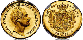 Oscar I gold Ducat 1855-AG MS64 NGC, Stockholm mint, KM668, Fr-90a. Mintage: 18,000. With initials AG for mintmaster Alexander Grandinson. About as cr...