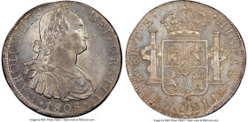 Charles IV 8 Reales 1808 Mo-TH MS63+ NGC, Mexico City mint, KM109, Cal-988. An especially flashy offering from this well-represented series and date, ...