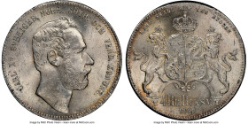 Carl XV Adolf 4 Riksdaler 1868-ST MS64 NGC, Stockholm mint, KM711, Dav-356. Large edge lettering. With initials ST for mintmaster Sebastian Tham. Posi...