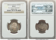 Oscar II Krona 1890-EB MS67 NGC, Stockholm mint, KM760. Tied for finest certified, decidedly an elite tier representative of the type. The obverse app...