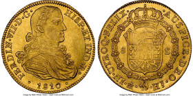 Ferdinand VII gold 8 Escudos 1810 Mo-HJ MS61 NGC, Mexico City mint, KM160, Cal-1783. Exhibiting some softness to the center strike, the luster becomes...