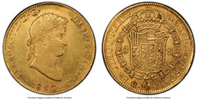 Ferdinand VII gold 8 Escudos 1820 Mo-JJ AU55 PCGS, Mexico City mint, KM161, Cal-1799. The penultimate date of the type, always sought after in near-Mi...