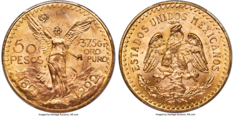 Estados Unidos gold 50 Pesos 1922 MS64+ PCGS, Mexico City mint, KM481, Fr-172. A...