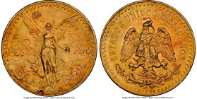 Estados Unidos gold 50 Pesos 1922 MS62 NGC, Mexico City mint, KM481, Fr-172. A visually appealing marbled planchet with undulations of honeyed and bro...