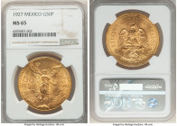 Estados Unidos gold 50 Pesos 1927 MS65 NGC, Mexico City mint, KM481, Fr-172. Always a treat at this advanced stage of preservation, whose reverse face...