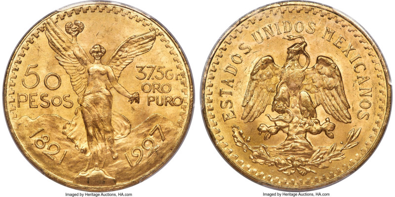 Estados Unidos gold 50 Pesos 1927 MS64+ PCGS, Mexico City mint, KM481, Fr-172. A...