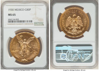 Estados Unidos gold 50 Pesos 1930 MS65 NGC, Mexico City mint, KM481, Fr-172. Brilliance abounds this confident Gem while semi-Prooflike appearances re...