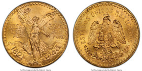 Estados Unidos gold 50 Pesos 1943 MS65 PCGS, Mexico City mint, KM482, Fr-173. A lovely example of this ever-popular issue, boasting hyperactive luster...