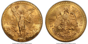 Estados Unidos gold 50 Pesos 1945 MS65 PCGS, Mexico City mint, KM481, Fr-172. A strikingly flashy gem, veiled in a delicate rose tone that allows for ...