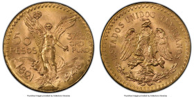 Estados Unidos gold 50 Pesos 1946 MS65 PCGS, Mexico City mint, KM481. Minted during the last year of original issuance of this popular type. A beautif...