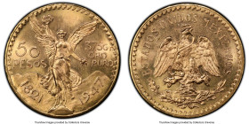 Estados Unidos gold 50 Pesos 1947 MS65 PCGS, Mexico City mint, KM481, Fr-172. An aesthetically refined example of this prolific type, spectacularly pr...