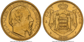 Charles III gold 100 Francs 1882-A MS61 NGC, Paris mint, KM99. Mintage: 5,000. The first and lowest mintage issue of a three-year type. Flashing surfa...