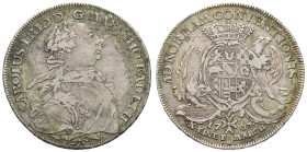 bis 1799 Baden-Durlach
Karl Friedrich, 1738-1806 Konventionstaler 1765 Silber 765,9, mit 28,00 g etwas untergewichtig (28,60 g), 40 mm. av: Fürst im ...