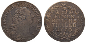 bis 1799 Preußen
Friedrich II. der Große, 1740-1786 1773 A Kopf nach rechts, ehemals versilbert KM zu 303 ss
