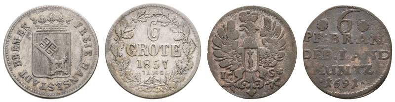 bis 1799 Allgemein
 1691-1857 6 Pfennige Brandenburg (Mz. Magdeburg), 1691 (1,1...