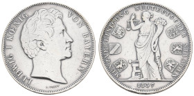 1800 bis 1871 Bayern
Ludwig I. Karl August, 1825-1848 2 Taler = 3½ Gulden 1837 München Geschichtsdoppeltaler auf die Münzvereinigung süddeutscher Sta...