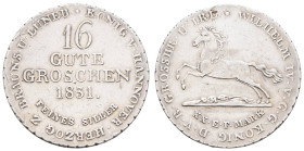 1800 bis 1871 Hannover
Wilhelm IV., 1830-1837 16 Gute Groschen 1831 o.Mzz. Mit Randfehlern, zahlreiche kleine Einschläge. Deutlich ausgeprägtes Relie...