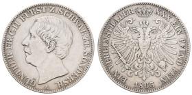 1800 bis 1871 Schwarzburg-Sondershausen
Günther Friedrich Carl II. 1835-1880 Taler 1865 Berlin AKS 38 Dav. 921 J. 75 Kahnt 541 18.38 g. ss