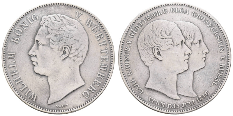 1800 bis 1871 Württemberg
Wilhelm I., 1816-1864 Doppeltaler 1846 Stuttgart auf ...