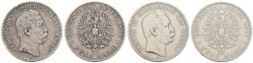 Kaiserreich Silbermünzen Hessen
Ludwig III. 1848-1877 5 M 1875 H Lot von 2. Jaeger 67 s