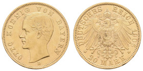 Kaiserreich Goldmünzen Bayern
Otto 1886-1913 20 M 1905 D GOLD. Otto 20 M 1905 D. Av: etwas berieben, kleine Kratzer und Reinigungsspuren. Rv: an den ...