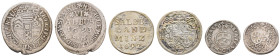 Allgemein
 kleines Lot historisch interessanter Münzen, insgesamt 15 Stück, darunter VI Albus von 1693 (Hanau-Lichtenberg), 4 Kreuzer von 1692 (Salzb...