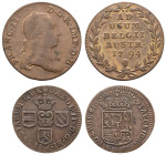 bis 1799 Belgien
Brabant Liard 1693 ff. Lot von 2 Stück: Charles II. (1665 - 1700), 1 L, Antwerpen, 1693, Cu, 3,59 g, 23,7 mm, ss+; François II. (179...