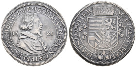 bis 1799 Habsburg
Erzherzog Leopold V., 1619-1632 Taler 1621 Hall Av.: Brustbild in Mozzetta nach rechts, zwischen geteilter Jahreszahl I6 - ZI, Rv.:...