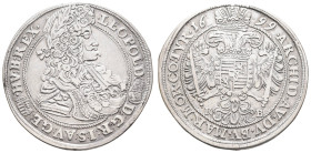 bis 1799 Habsburg
Leopold I., 1657-1705 ½ Taler 1699 Kremnitz (Kremnica, Körmöcbánya) Av.: geharnischte und belorbeerte Büste nach rechts, Rv.: bekrö...