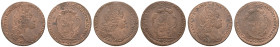 bis 1799 Habsburg
Karl VI., 1711-1740 1717 3 Medaillen auf seine Inauguration als Graf von Namur. Kupfer, 9,42 g, 9,48g, 10,0 g, 29,6 mm, 29,5 mm, 29...