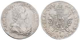 bis 1799 Habsburg
Maria Theresia, 1740-1780 ½ Ducaton 1749 Antwerpen Die junge Katharina. Scharf ausgeprägt und gut zentriert. Etwas berieben. Selten...