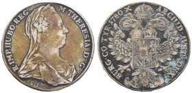 bis 1799 Habsburg
Maria Theresia, 1740-1780 Taler 1780 (1797-1800) Günzburg Av.: Büste im Witwenschleier nach rechts, am Ärmelabschnitt S. F., Rv.: b...