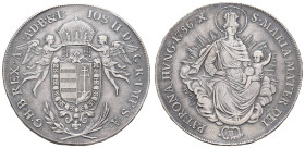 bis 1799 Habsburg
Josef II., 1765-1790 Taler 1786 Kremnitz Av.: zwei Engel halten Krone über ungarischem Wappen, Rv.: Madonna mit Jesuskind und Zepte...