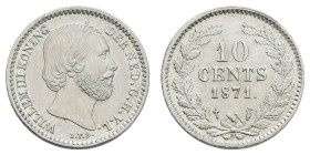 ab 1800 Niederlande
Wilhelm III., 1849-1890 10 Cents 1871 gereinigt K.M. 80 ss-vz