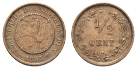 ab 1800 Niederlande
Wilhelm III., 1849-1890 1/2 Cent 1886 Rf. vz-