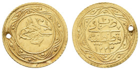 ab 1800 Türkei
Mahmud II. (Adli), 1808-1839 ½ Rumi Altin 1818 leicht gebogen und gelocht K.M. 612 1.21 g. vz