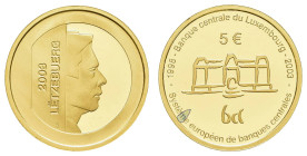 Euroländer Luxemburg
 5 € 2003 Europäische Zentralbank, in Originalkapsel mit lädiertem CoA, Goldpatina, nur 15.000 Stück verausgabt Fried. 13 st...
