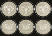 Ghana
Republik 5 Cents 2015 3x 5 Cedi, 2015, Lunar Skulls - Year of the Goat, 1 Unze Silber, in Kapsel mit Zertifikat, st. Auflage nur 2000 Stück.