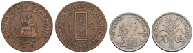 Indochina
Kolonie kleines Lot aus 7 Münzen, 1 Centieme 1879, 1 Cent 1900, 10 Cent 1940, 20 cent 1941, 5 cent 1943, 2 x 1 Cent (1879 / 1900), in unter...