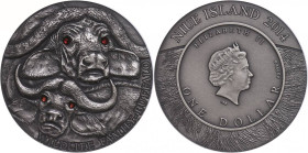 Niue
Republik (assoziiert mit Neuseeland) 2014 1 Dollar, 2014, Büffel, 1 Unze Silber, Antikfinish, mit Swarovski, Etui mit OVP und Zertifikat, st. Au...