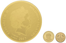 Salomonen
parlamentarische Monarchie 10 $ 2017 Serie "Most valuable Gold Coins in the World", 1/100 oz Feingold in Kapsel, dazu 2 weitere Goldmünzen/...