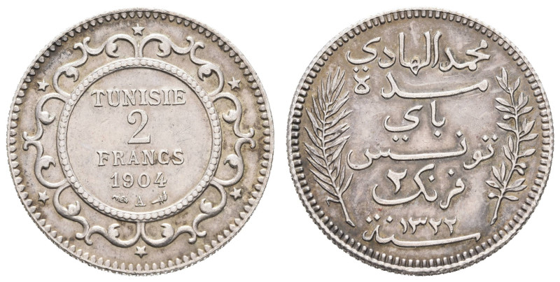 Tunesien
Mohamed el Hadi Bey, 1902-1906 2 Francs 1904 A Gereinigt, winziger Ein...