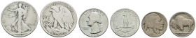 USA
Republik Kleinlot USA: 1) 50 Cents Buffalo Nickel 1915, KM 134, ss, 2) Quarter Dollar 1964 D, Washington, KM 164, vz, 3) Half Dollar 1936 Walking...