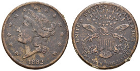 USA
Republik 20 Dollars Bronzeabschlag eines Double Eagle von 1882 aus San Francisco, möglicherweise zeitgenösische Fälschung oder Probeschlag, Randf...