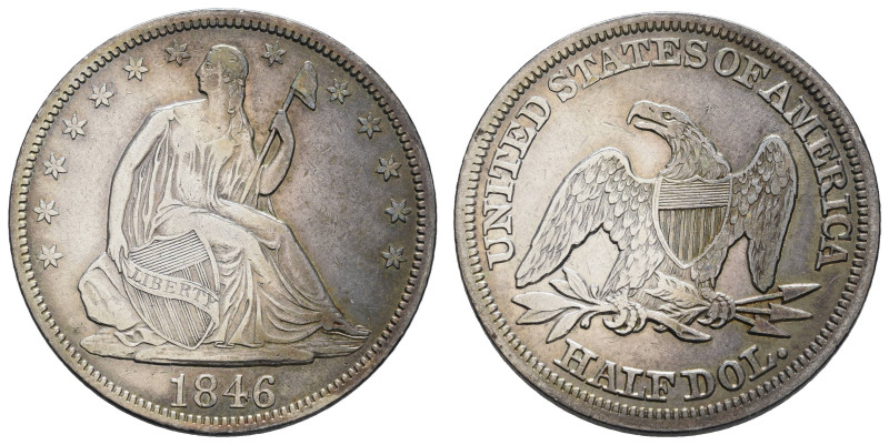 USA
Republik ½ Dollar 1846 Oxidspuren mit leichten Kratzern und Randfehlern 13....