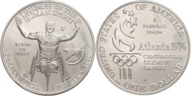 USA
Republik 1996 1 Dollar, Silber, 1996, XXVI. Olympische Sommerspiele 1996 in Atlanta-X. Paralympische Sommerspiele 1996 in Atlanta-3. Ausgabe-Roll...