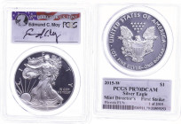 USA
Republik 2015 1 Dollar, 2015, W, Silver Eagle, in Slab der PCGS mit der Bewertung PR70DCAM, First Strike, Mint Director's 1 of 2015, Florida FUN,...