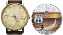 USA
Republik 1 $ 2020 schönes Lot, bestehend aus zwei amerikanischen Stücken, eine ein Dollar Silbermünze American Eagle USA Route 66 Landmarks von 2...