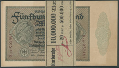 Deutschland Deutsches Reich
Geldscheine der Inflation 500.000 Mark 1923 original Banderole mit 20 Scheinen, farbfrisch, Zustand II., die ersten beide...